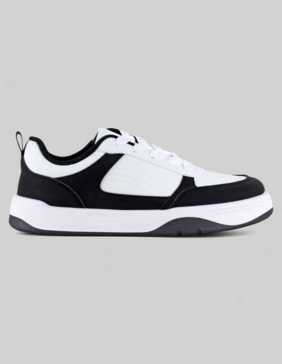 Tenis con cordones Highline en Piel vegana – Negro