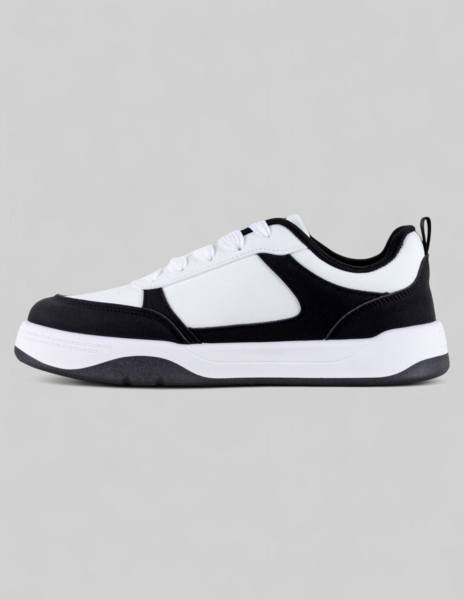 Tenis con cordones Highline en Piel vegana – Negro