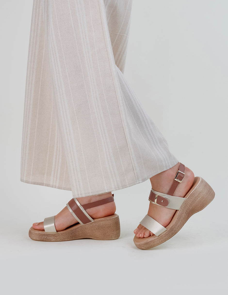 Sandalias con plataforma Steps en Piel vegana – Dorado