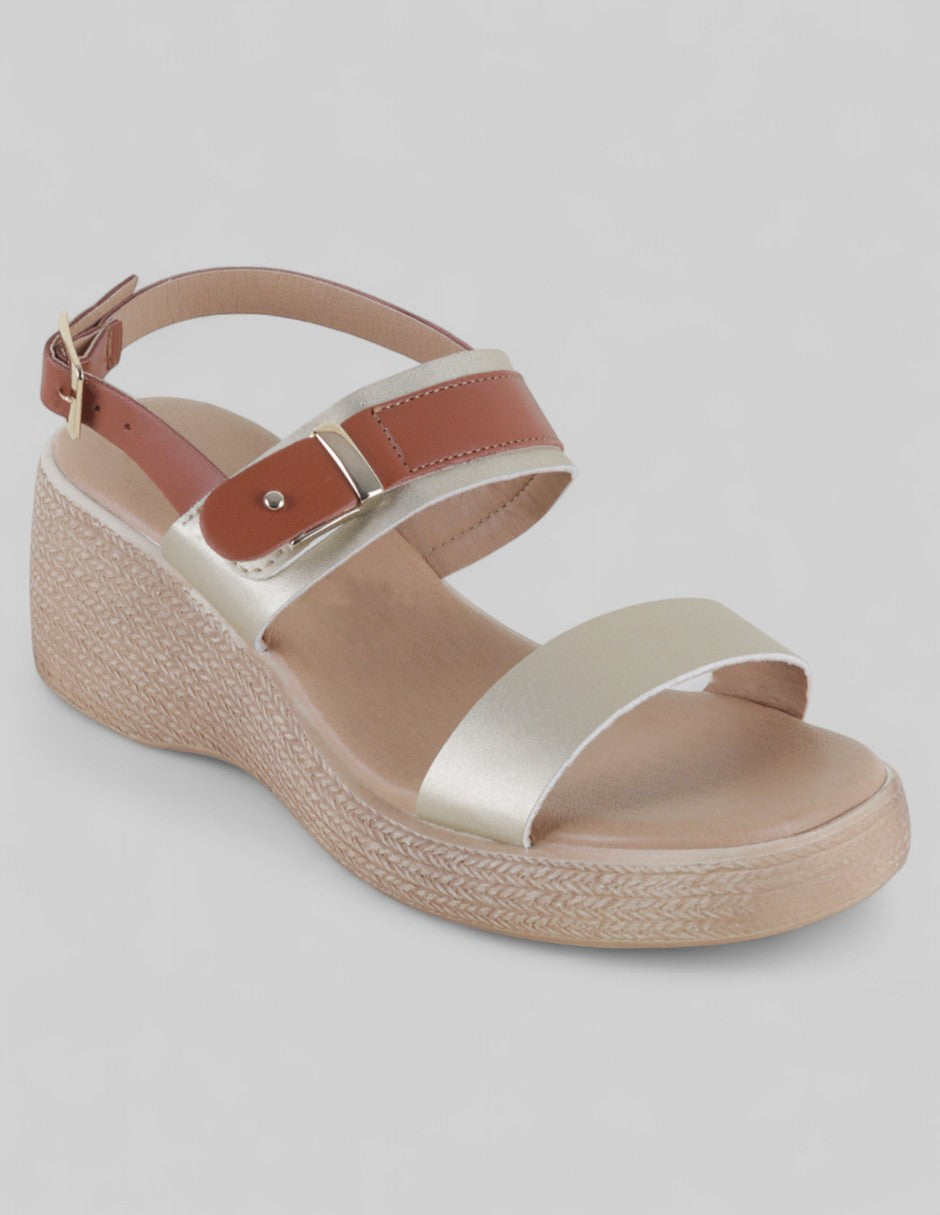 Sandalias con plataforma Exterior Piel vegana Color Dorado Para Mujer De RBCOLLECTION