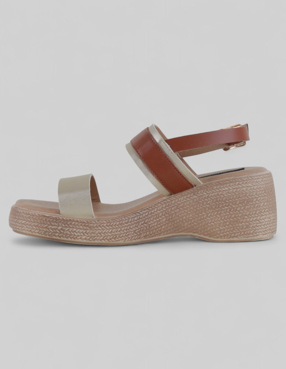 Sandalias con plataforma Steps en Piel vegana – Dorado