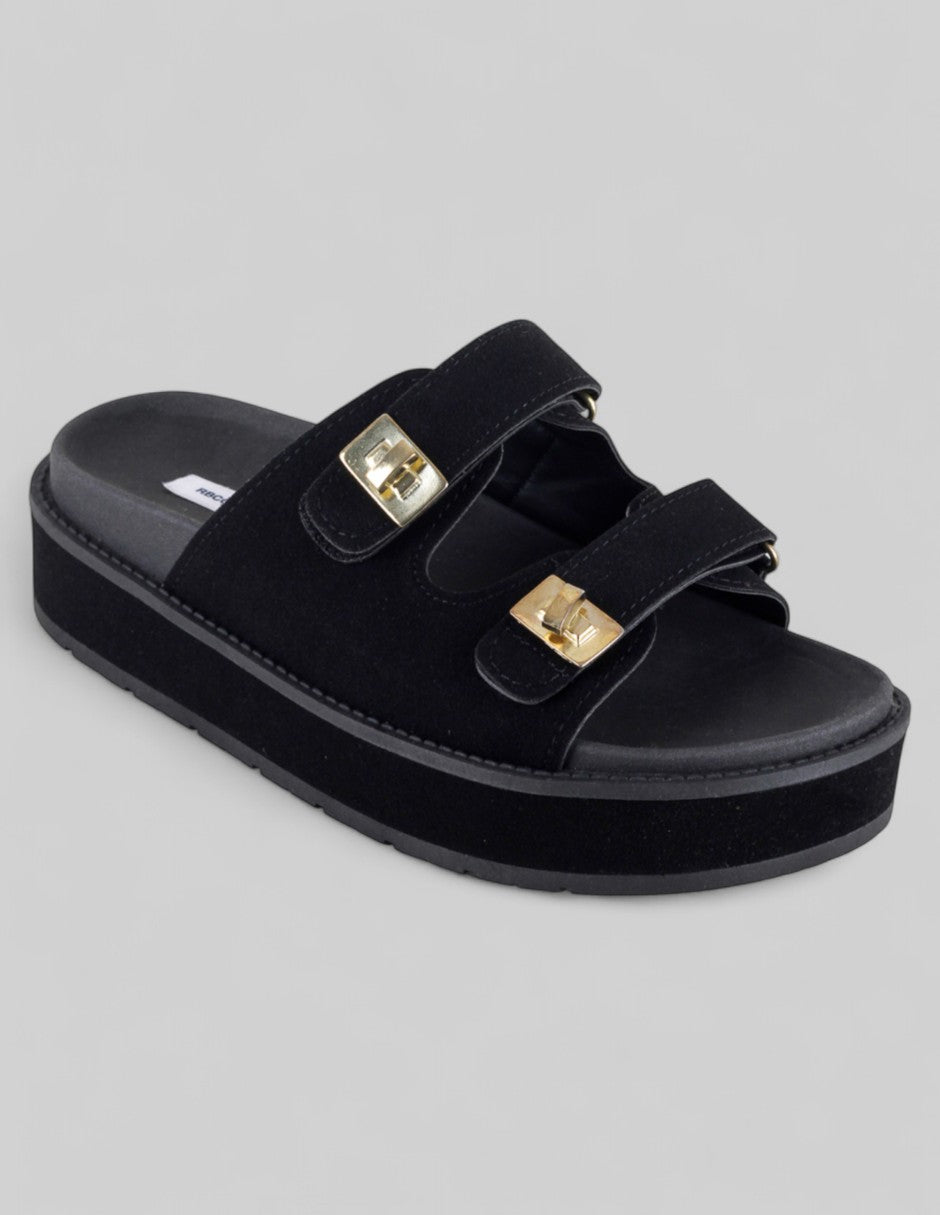 Sandalias de piso Exterior Gamuza sintética Color Negro Para Mujer De RBCOLLECTION