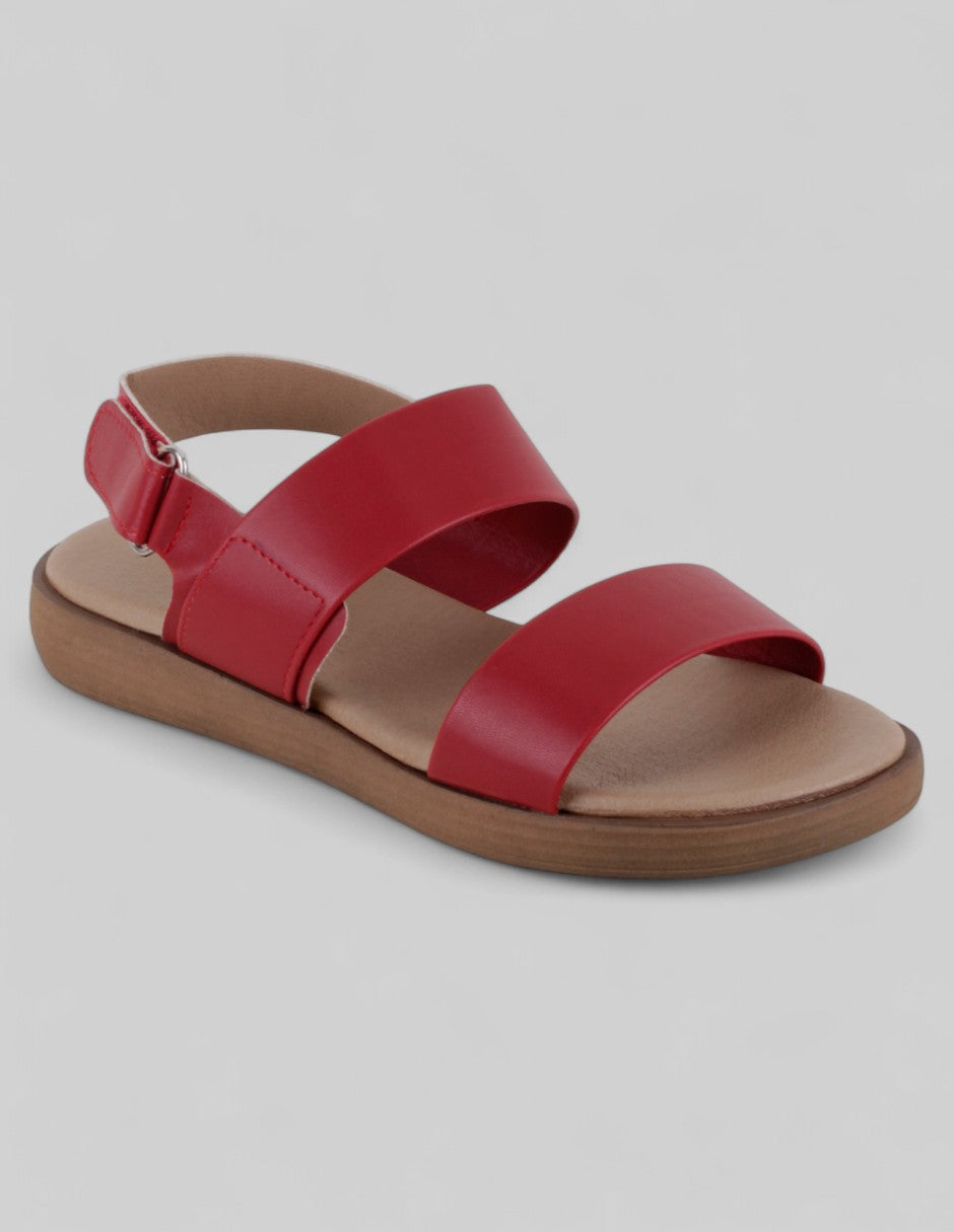 Sandalias de piso Steps en Piel vegana – Rojo