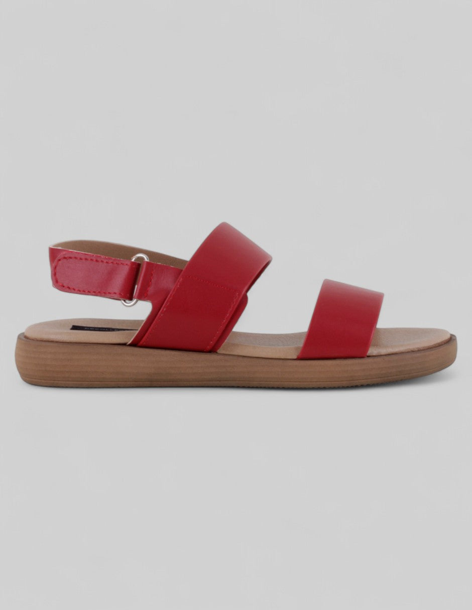 Sandalias de piso Steps en Piel vegana – Rojo