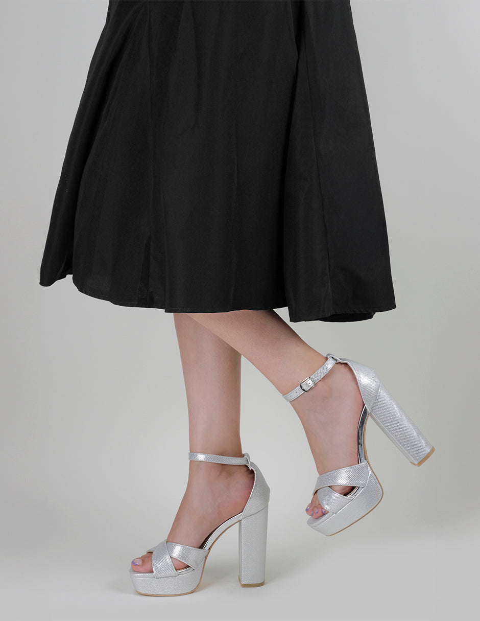 Sandalia con tacón Glowm en Sintético – Plata