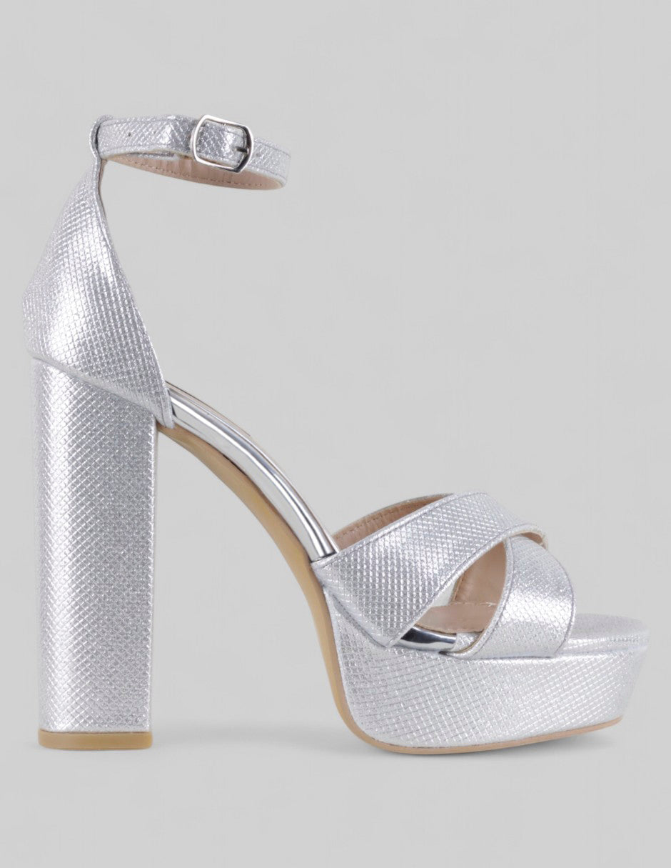 Sandalia con tacón Glowm en Sintético – Plata