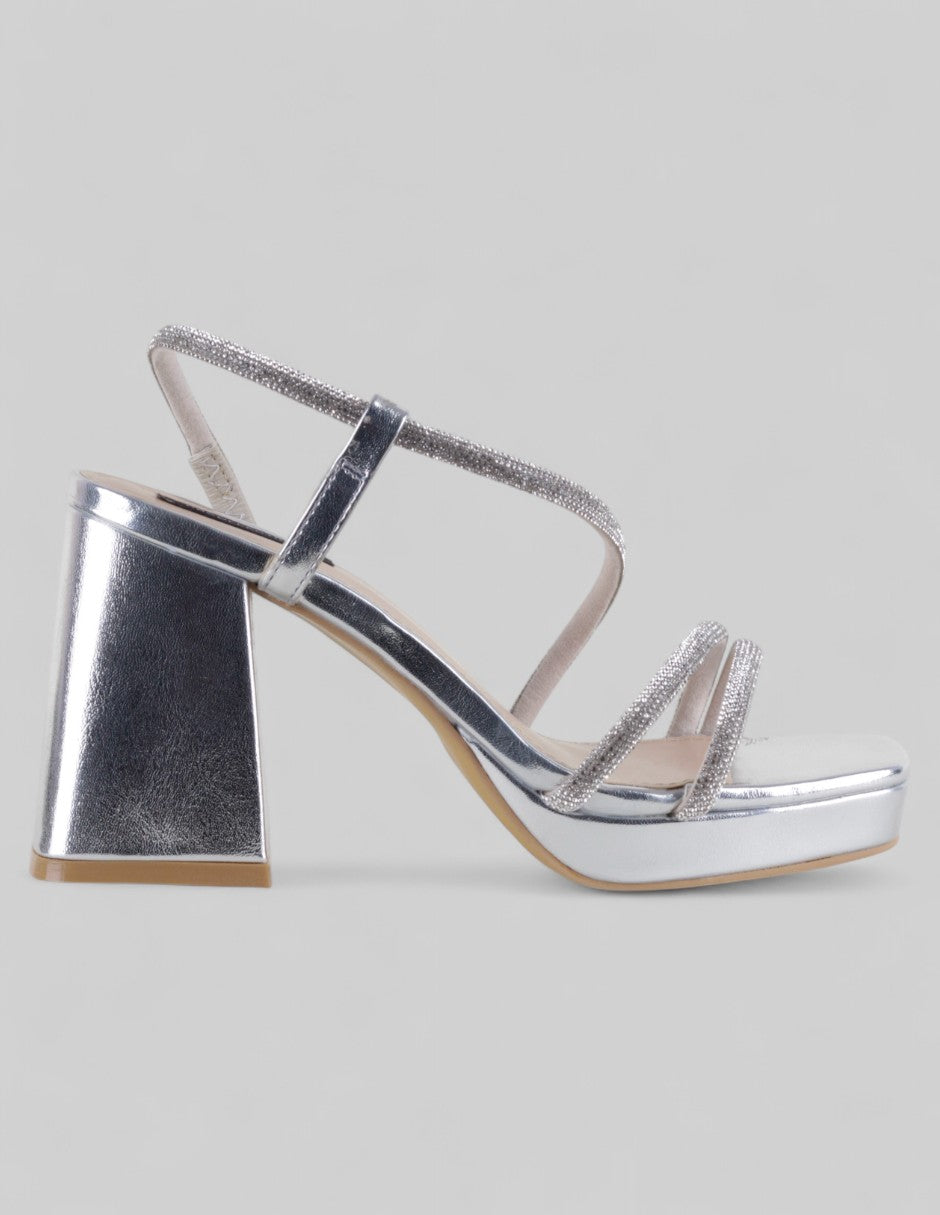 Sandalia con tacón Glowm en Sintético – Plata