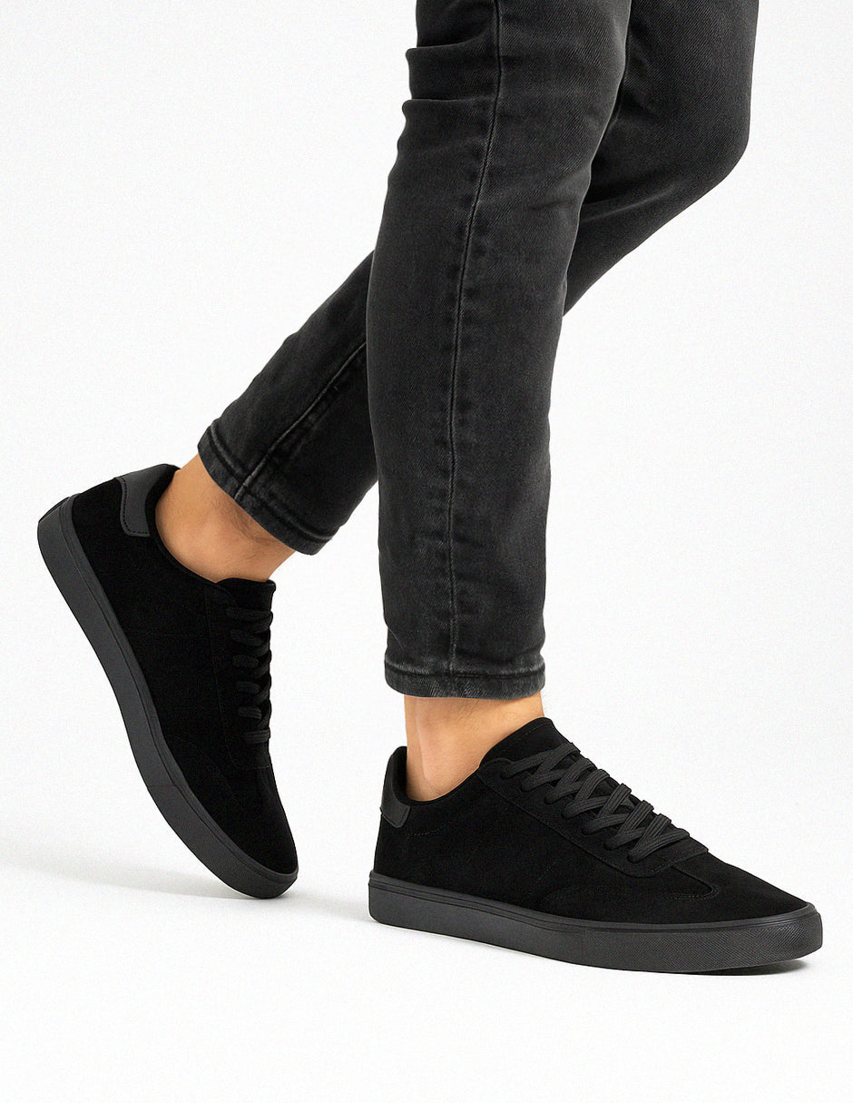 Tenis con cordones Urban en Piel vegana – Negro