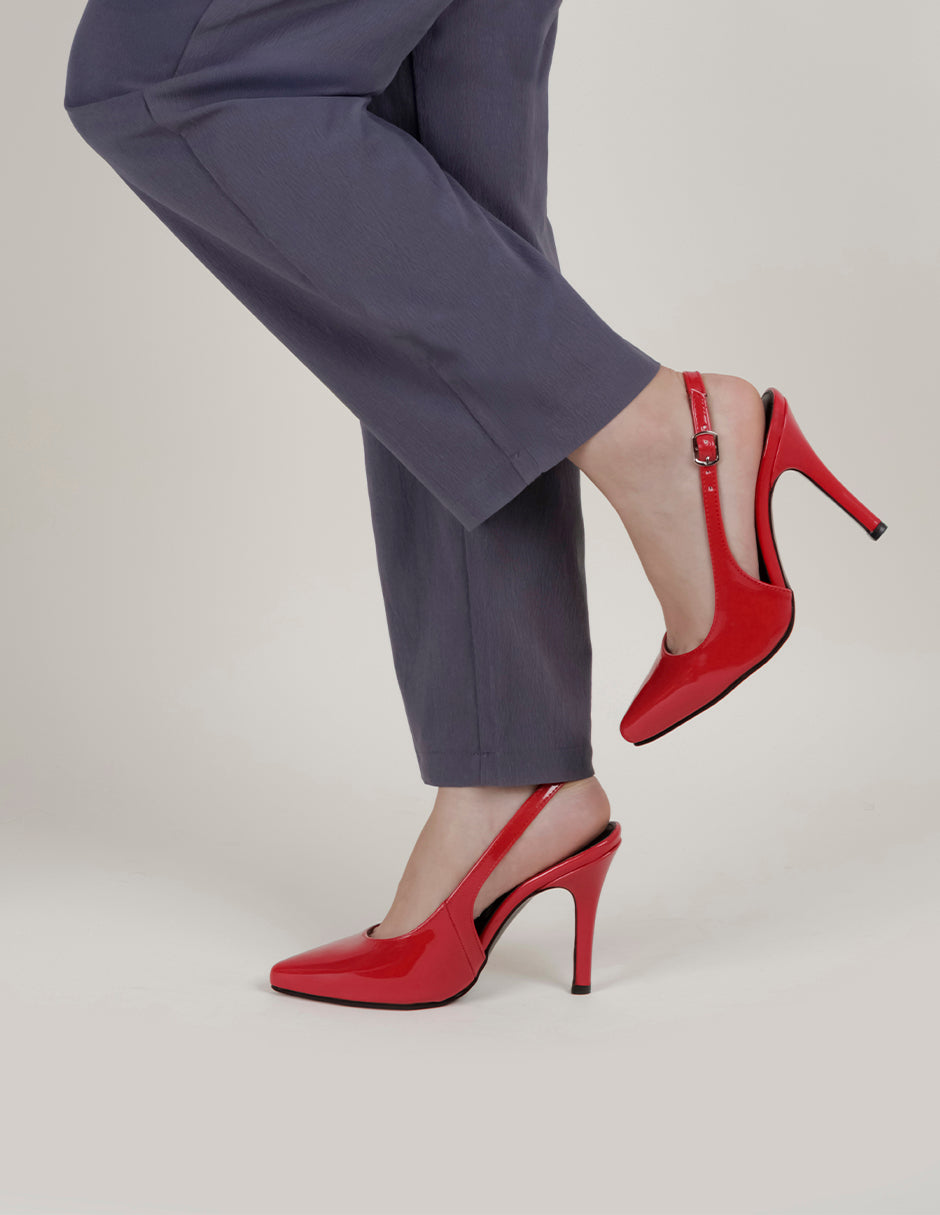 Zapatillas Slingback en Charol – Rojo