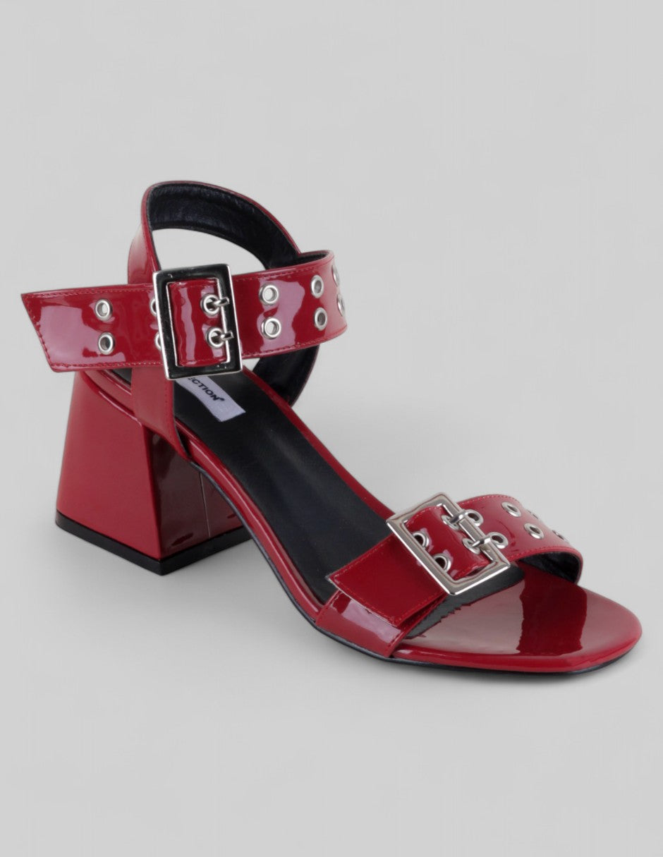 Sandalia con tacón Exterior Charol Color Rojo Para Mujer De RBCOLLECTION