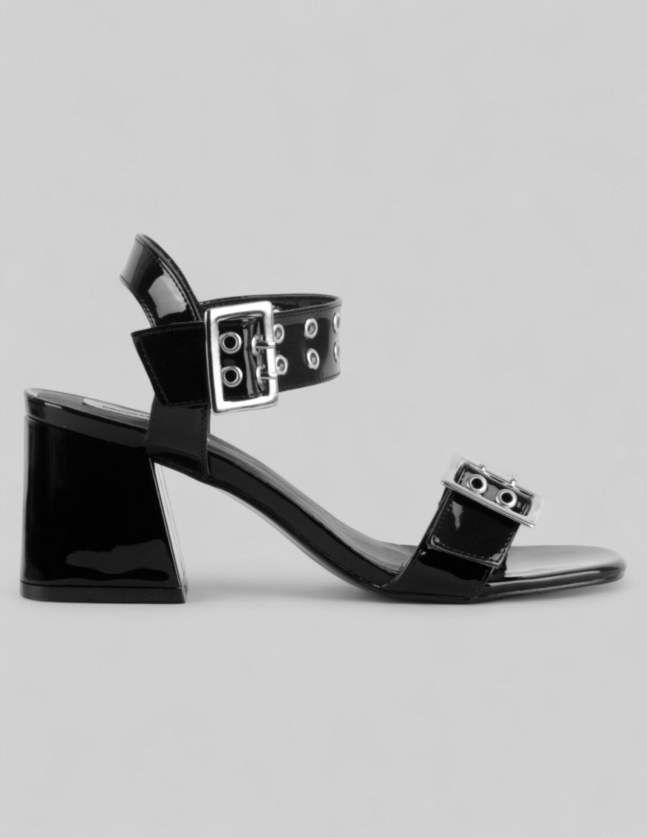 Sandalia con tacón Branka  en Charol – Negro