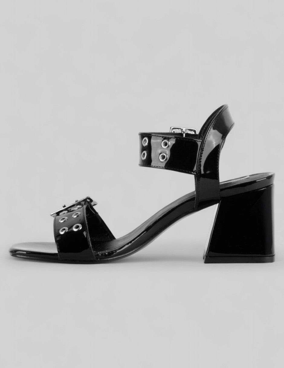 Sandalia con tacón Branka  en Charol – Negro