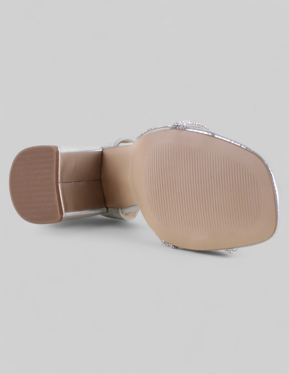 Sandalia con tacón Glowm en Sintético – Plata