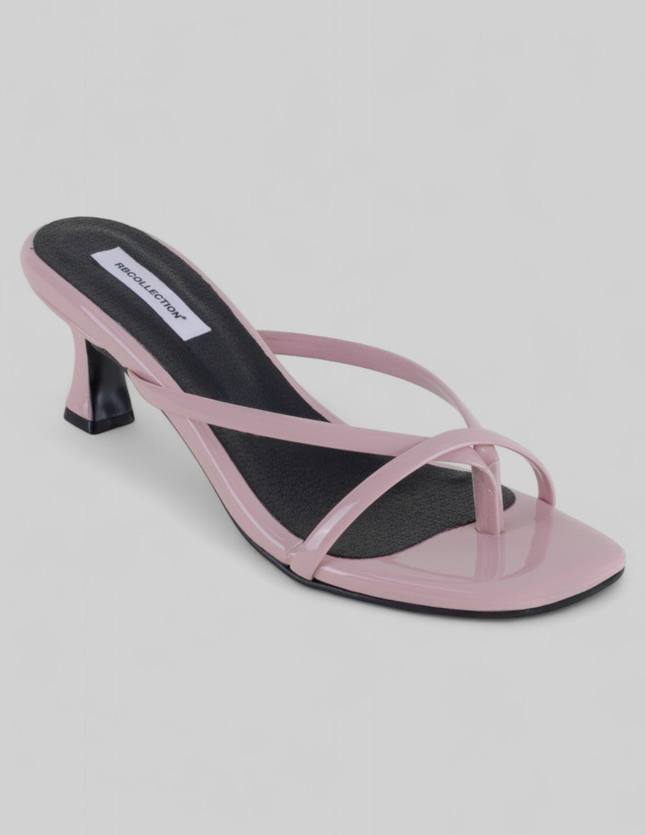 Sandalia con tacón Exterior Charol Color Rosa Para Mujer De RBCOLLECTION