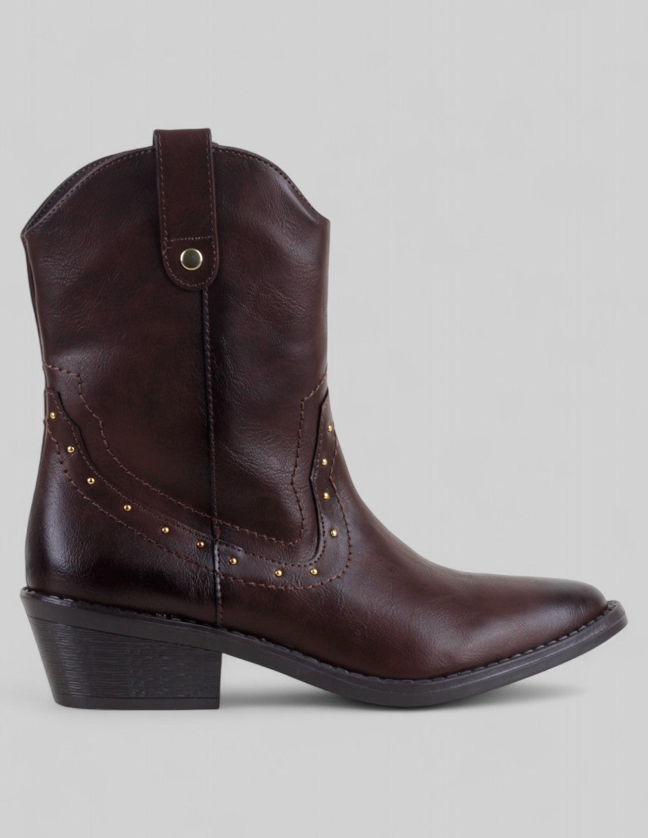 Botas tipo western West en Piel vegana – Café