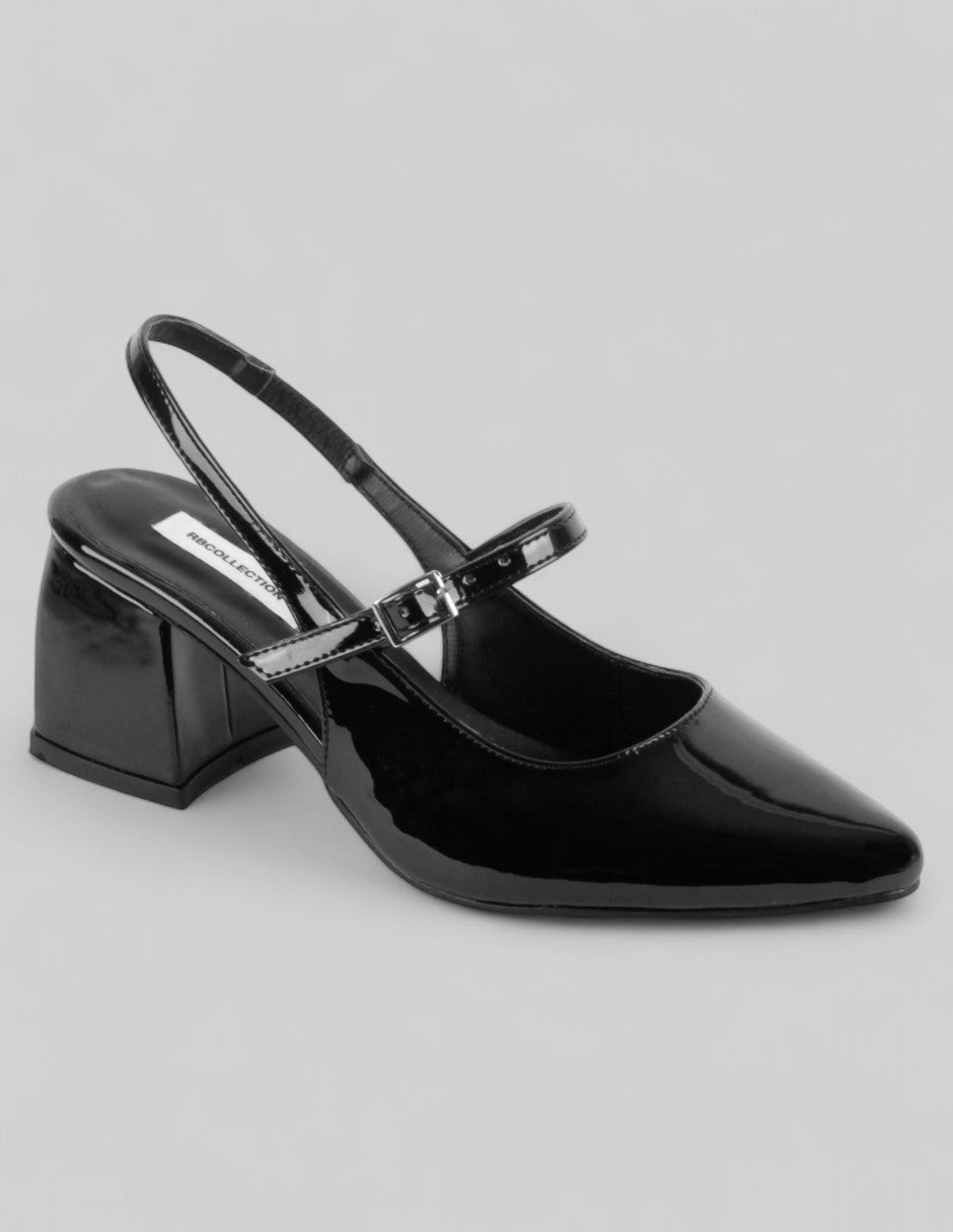 Zapatillas Slingback en Charol – Negro