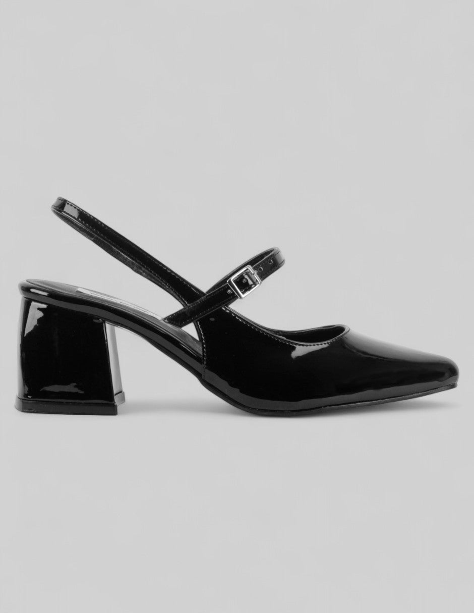 Zapatillas Slingback en Charol – Negro