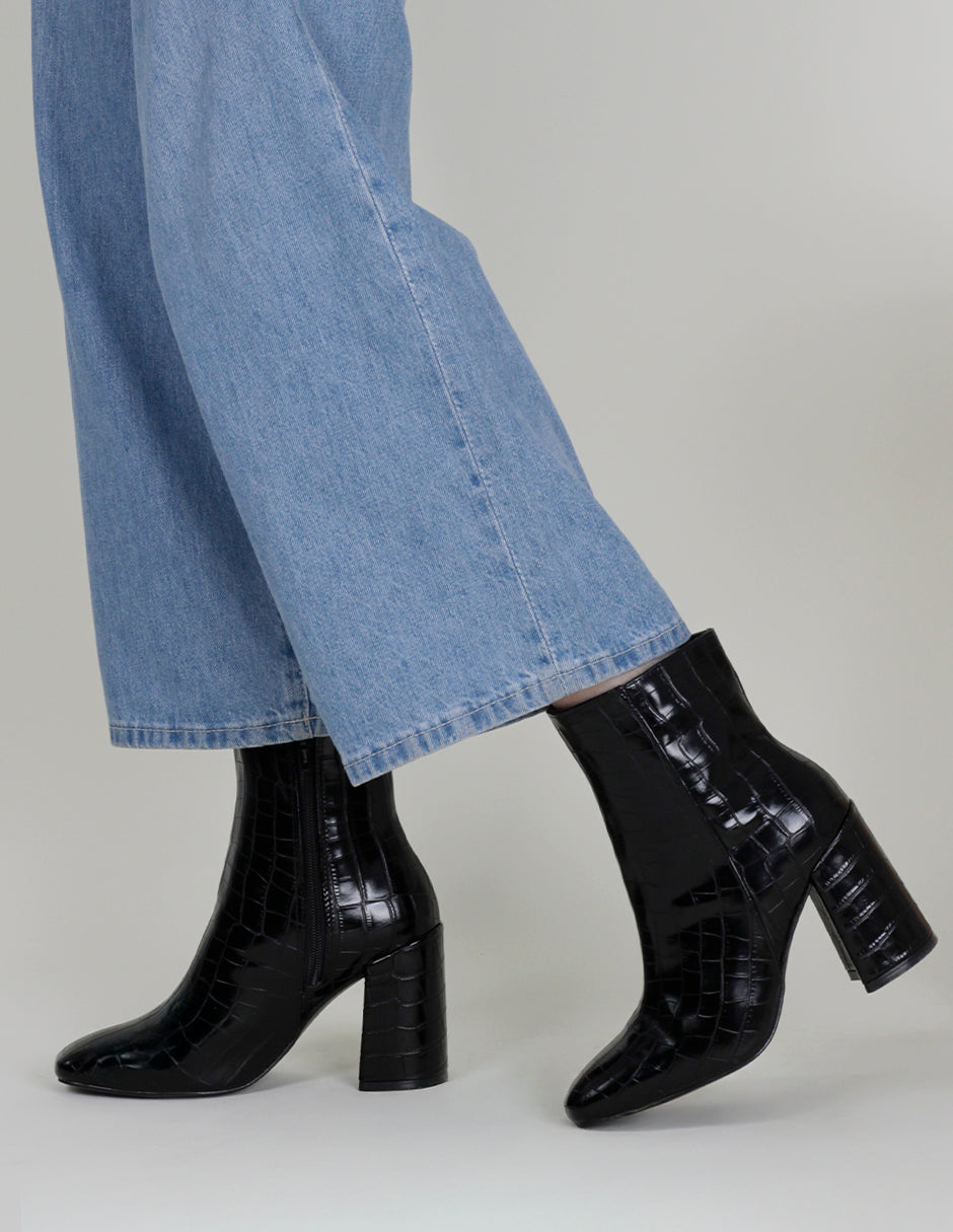 Botín con tacón Aurora en Piel vegana – Negro