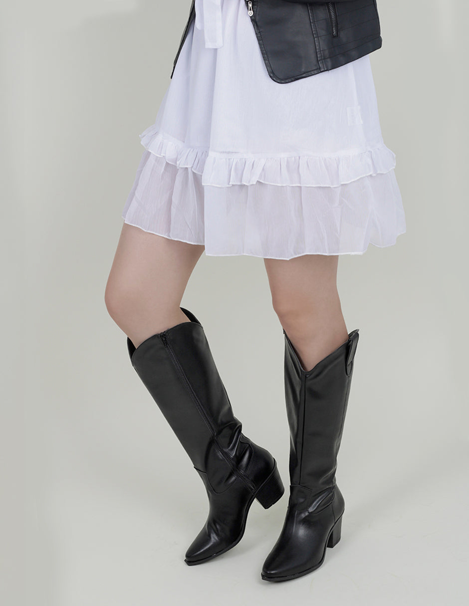 Botas tipo western West en Piel vegana – Negro