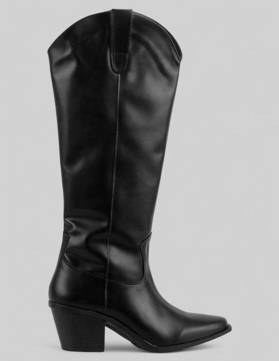 Botas tipo western West en Piel vegana – Negro