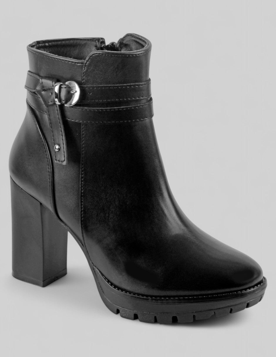 Botín con tacón Exterior Piel vegana Color Negro Para Mujer De RBCOLLECTION