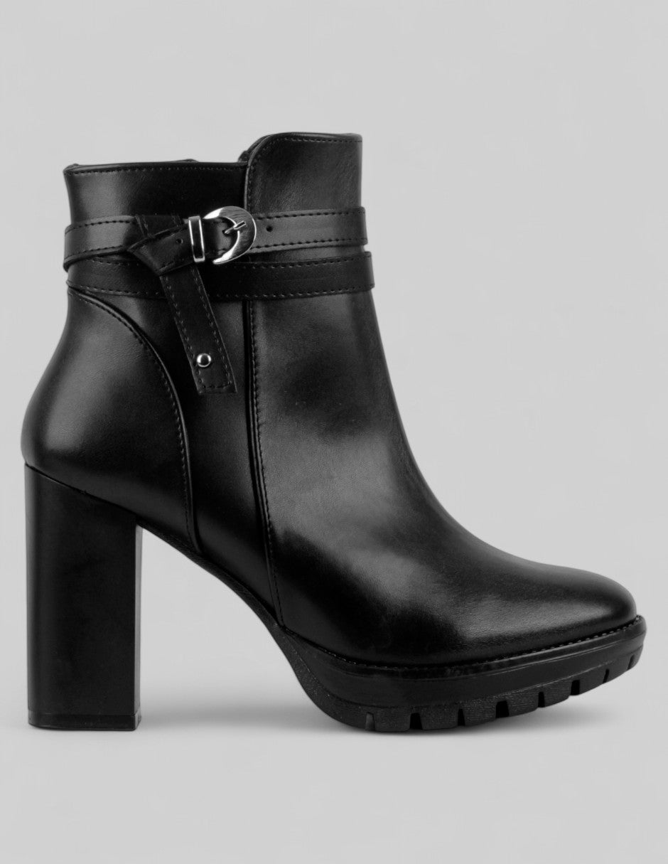 Botín con tacón Fire en Piel vegana – Negro