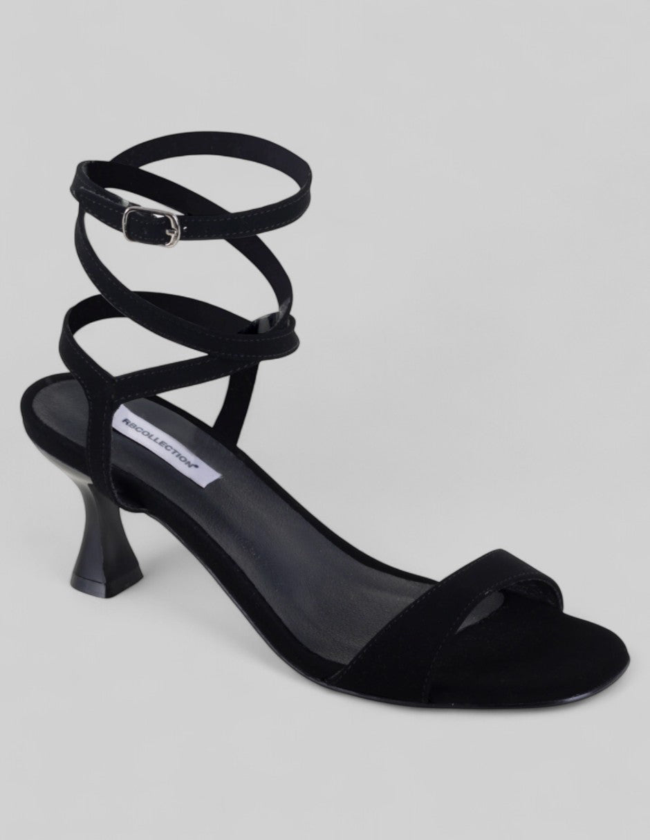 Sandalia con tacón Exterior Textil Color Negro Para Mujer De RBCOLLECTION