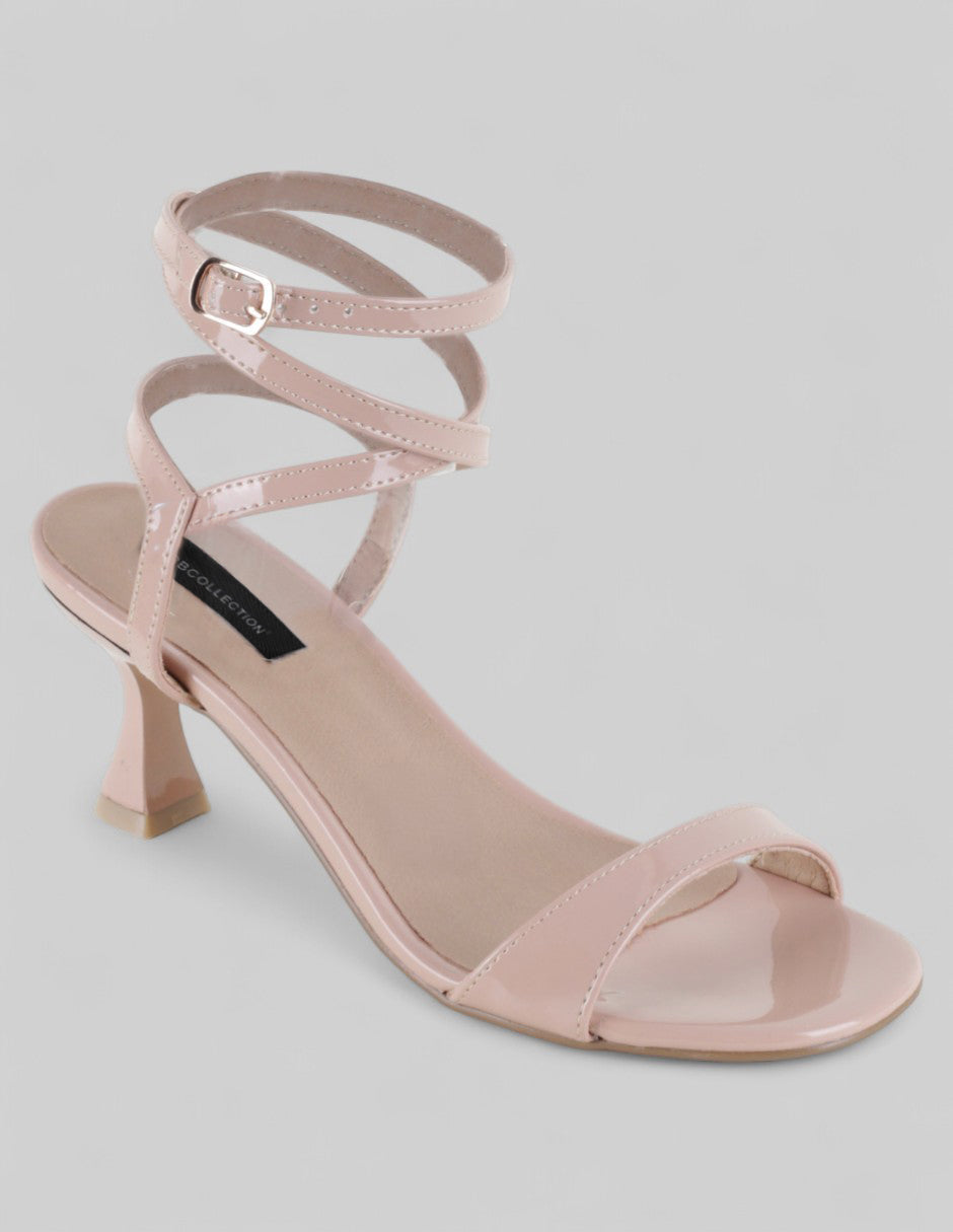 Sandalia con tacón Exterior Charol Color Beige Para Mujer De RBCOLLECTION