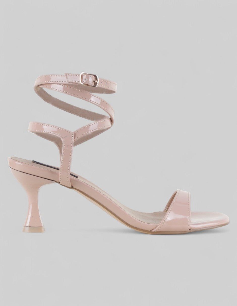 Sandalia con tacón Glam en Charol – Beige