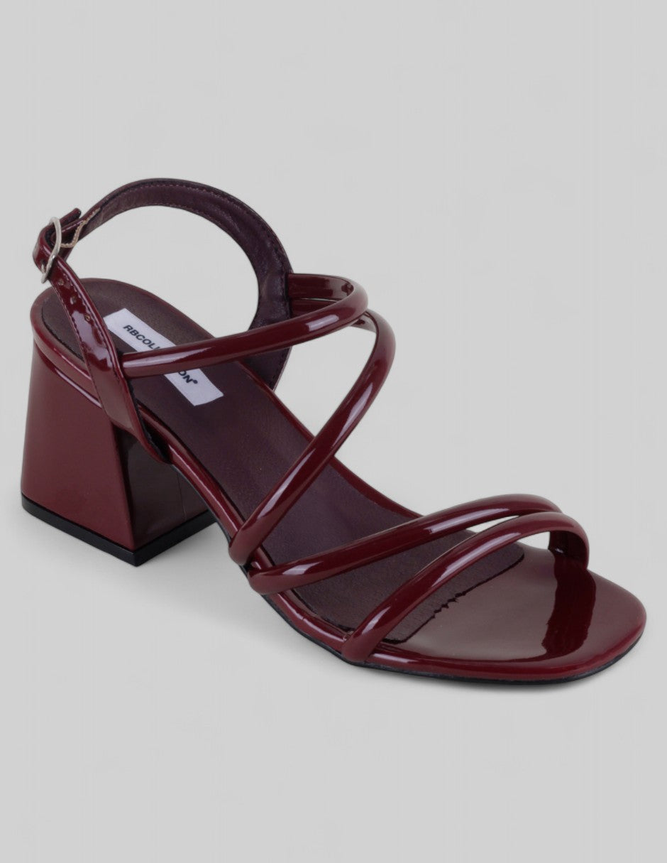 Sandalia con tacón Exterior Charol Color Rojo Para Mujer De RBCOLLECTION