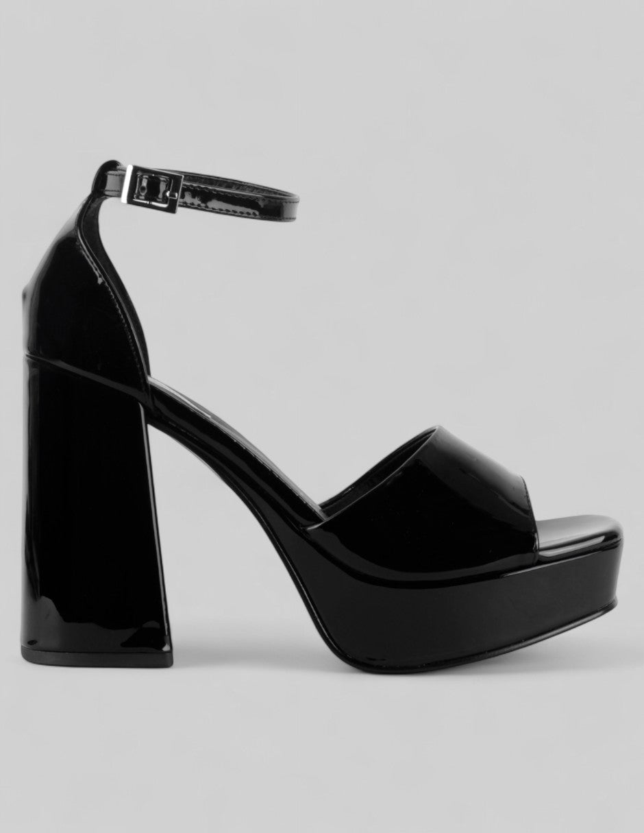 Sandalia con tacón Sylen  en Charol – Negro