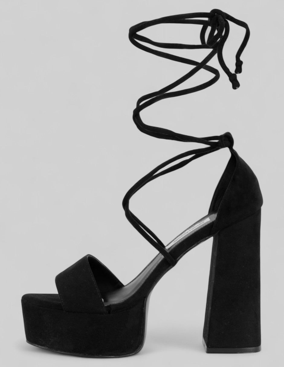 Sandalia con tacón Glam en Gamuza – Negro