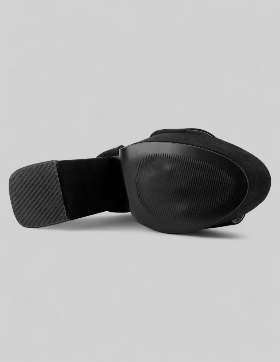 Sandalia con tacón Glam en Gamuza – Negro