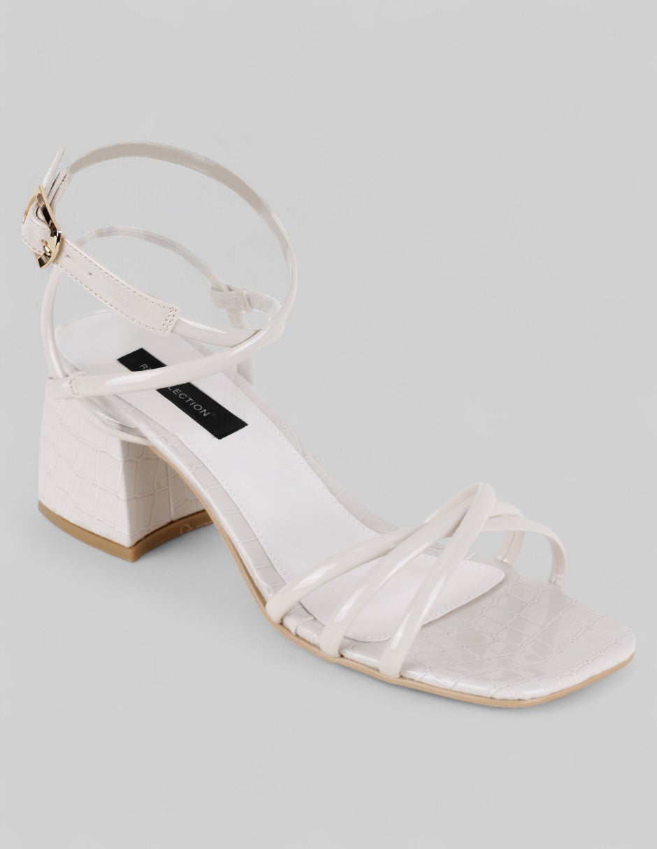 Sandalia con tacón Stela en Charol – Blanco