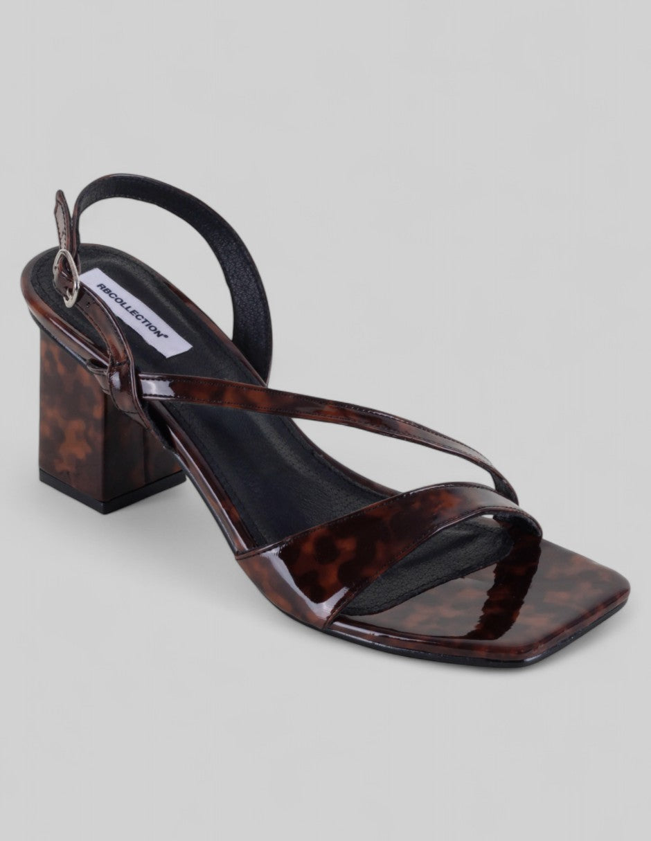 Sandalia con tacón Exterior Charol Color Café Para Mujer De RBCOLLECTION