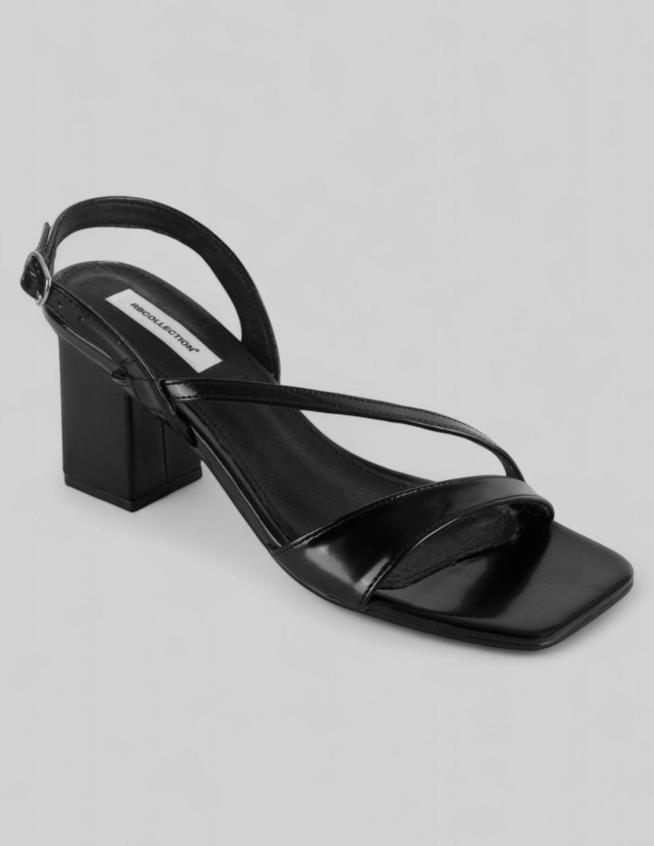 Sandalia con tacón Exterior Piel vegana Color Negro Para Mujer De RBCOLLECTION
