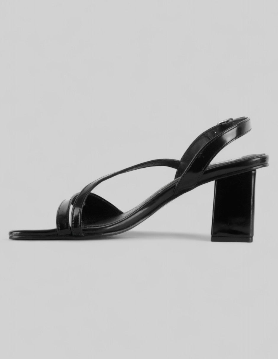 Sandalia con tacón Alnia en Piel vegana – Negro