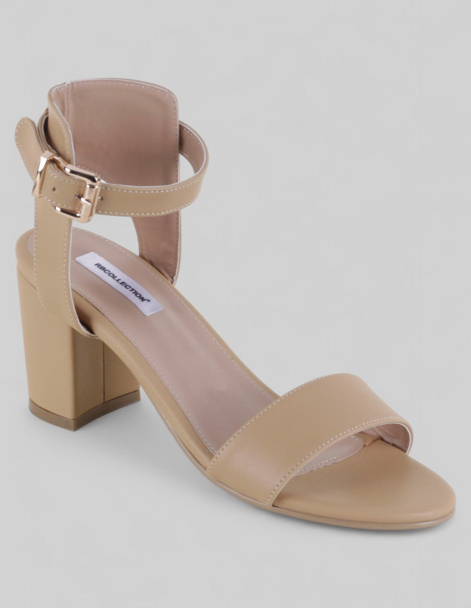 Sandalia con tacón Exterior Piel vegana Color Café Para Mujer De RBCOLLECTION