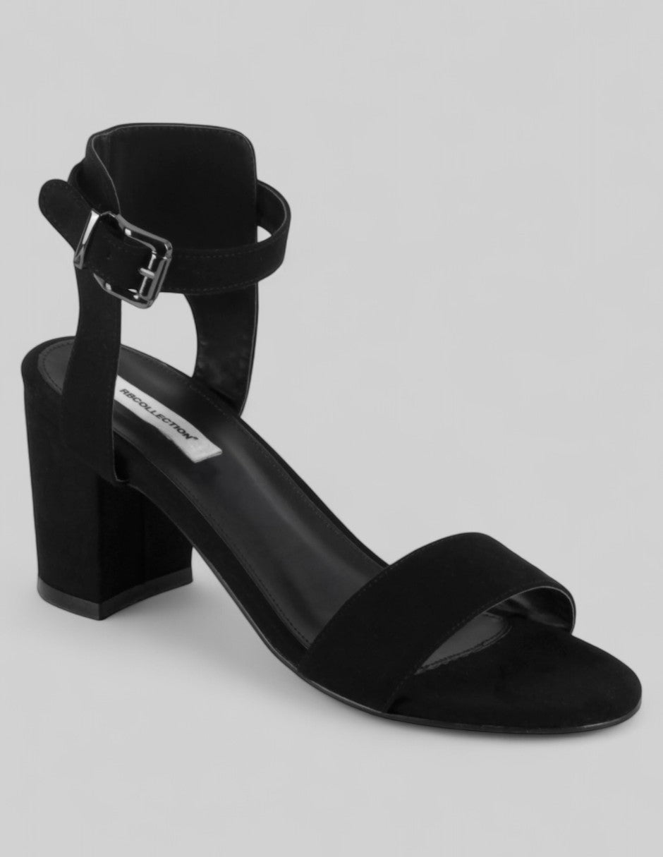 Sandalia con tacón Exterior Textil Color Negro Para Mujer De RBCOLLECTION