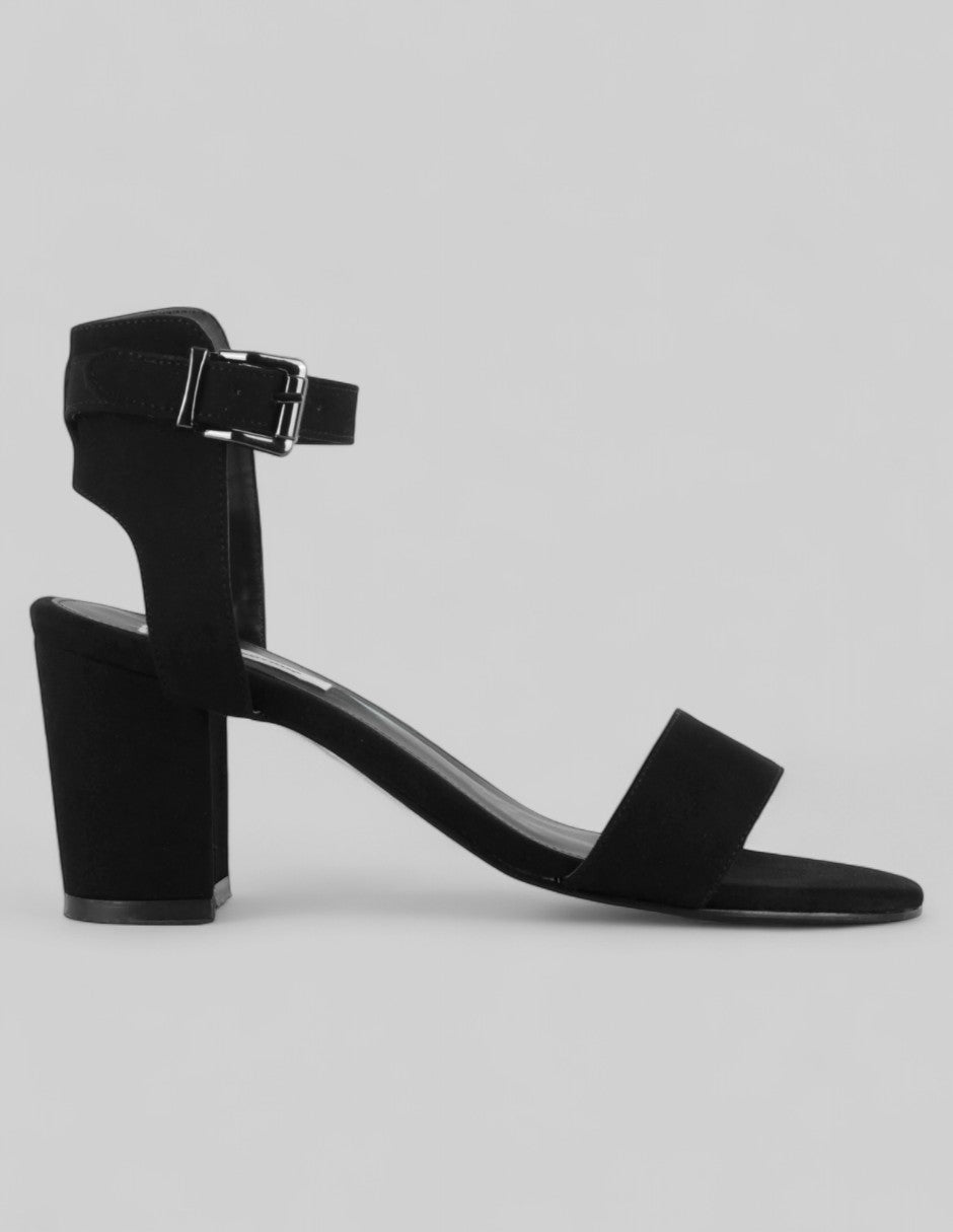 Sandalia con tacón Rice en Textil – Negro