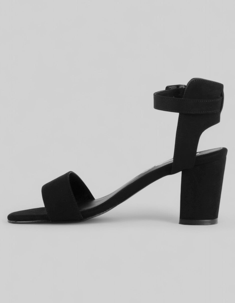 Sandalia con tacón Rice en Textil – Negro