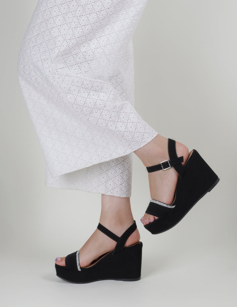 Sandalias con plataforma Dory en Textil – Negro