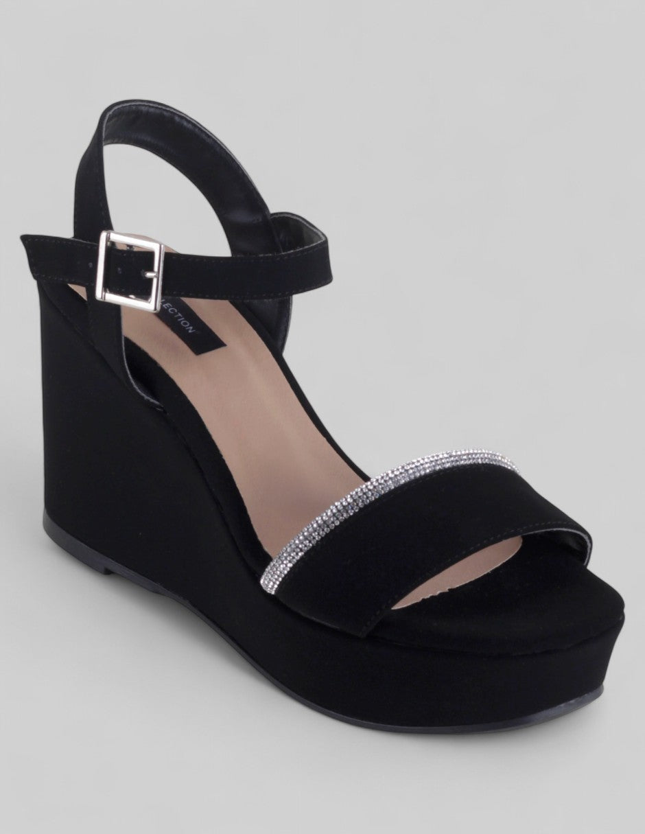 Sandalias con plataforma Exterior Textil Color Negro Para Mujer De RBCOLLECTION