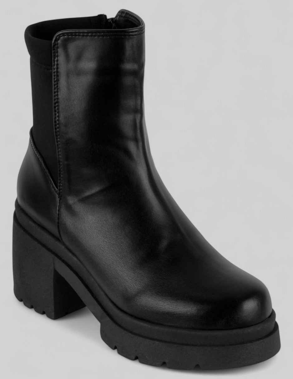 Botín con tacón Bike en Piel vegana – Negro