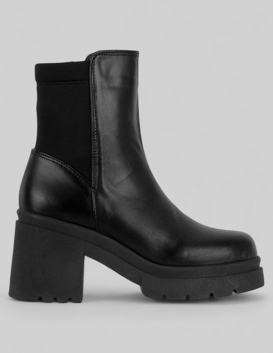 Botín con tacón Bike en Piel vegana – Negro