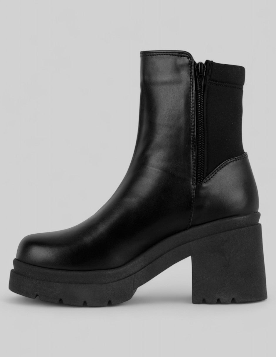 Botín con tacón Bike en Piel vegana – Negro