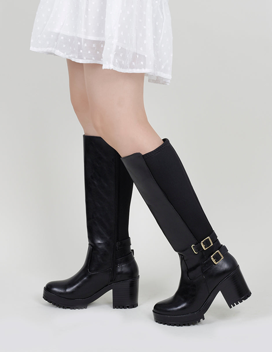 Botas altas Nutty en Piel vegana – Negro
