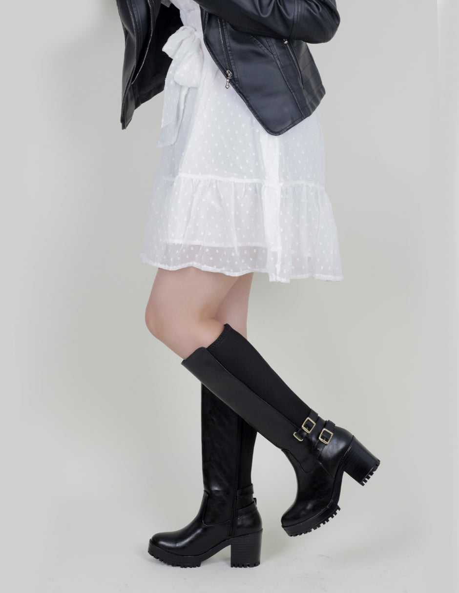 Botas altas Nutty en Piel vegana – Negro
