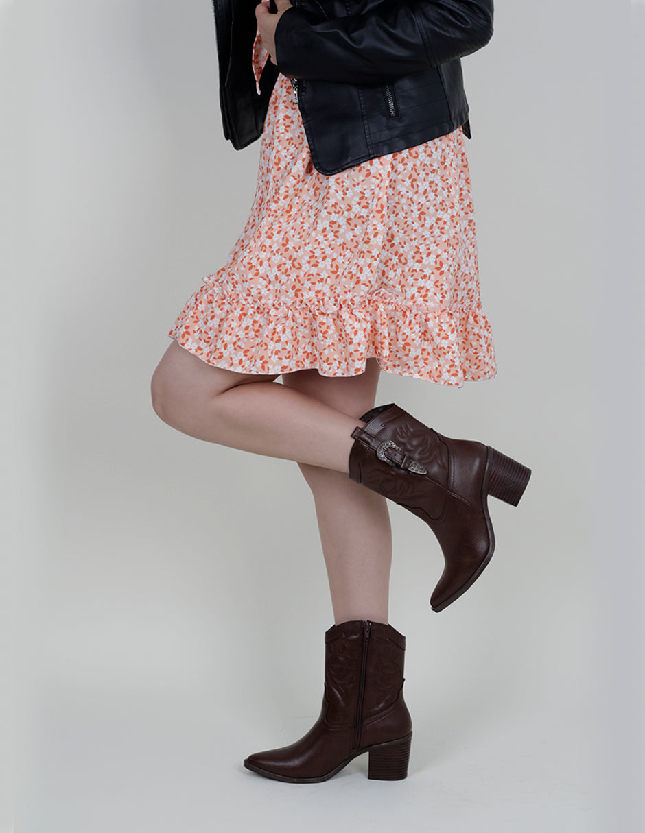 Botas tipo western West en Piel vegana – Café