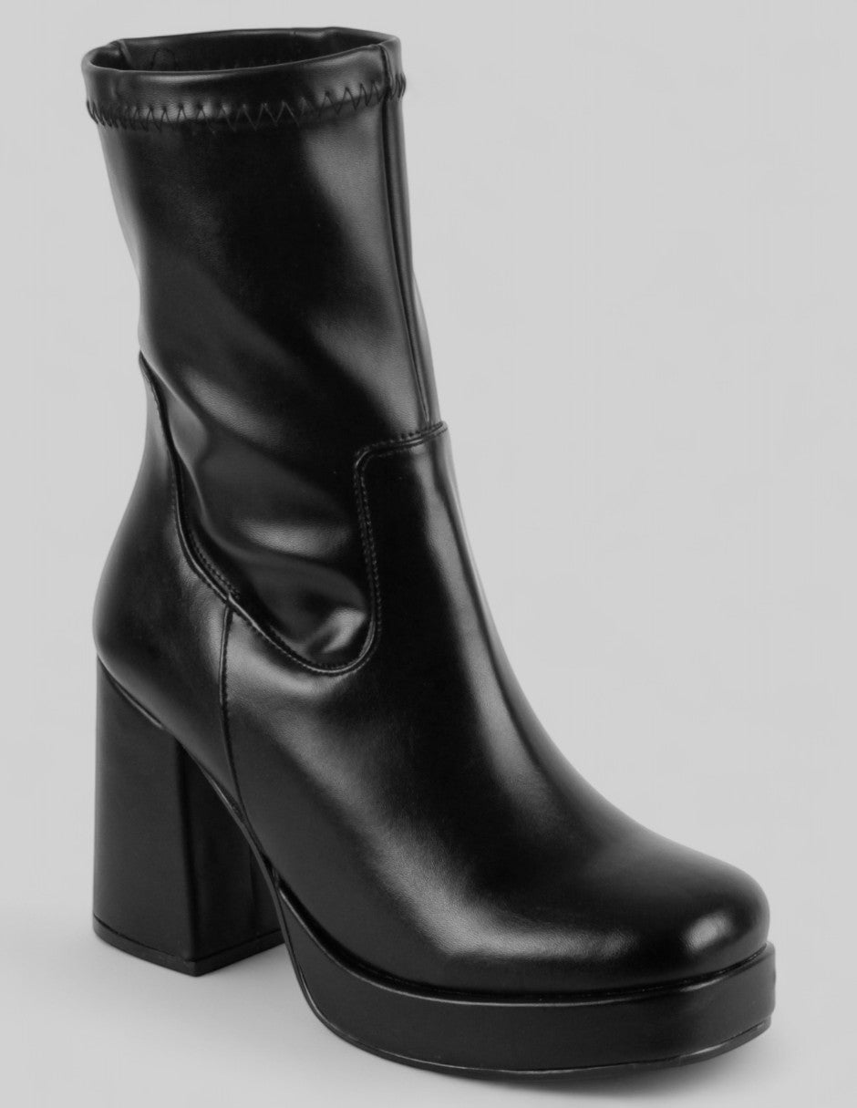 Botín con tacón Exterior Piel vegana Color Negro Para Mujer De RBCOLLECTION